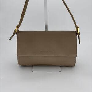 Stone Mountain Y2K Taupe Leather Multi Compartment Flap Crossbody Bag
